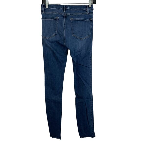 FRAME Denim Le Skinny de Jeanne Crop Jeans Womens Sz 27 Blue Distressed Hem - Picture 4 of 6